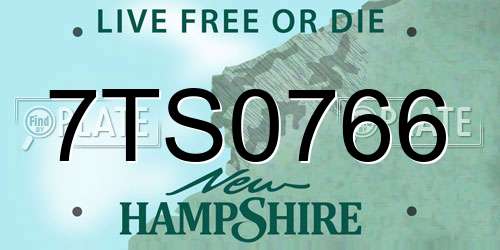 7TS0766 New Hampshire License Plate