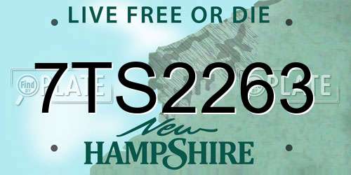 7TS2263 New Hampshire License Plate