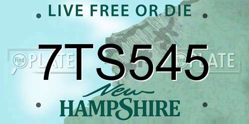 7TS545 New Hampshire License Plate