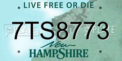 7TS8773 New Hampshire License Plate