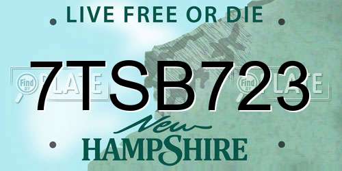 7TSB723 New Hampshire License Plate