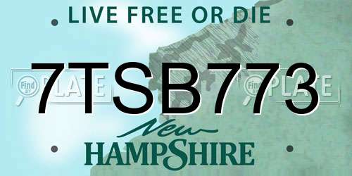 7TSB773 New Hampshire License Plate