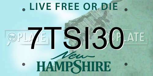 7TSI30 New Hampshire License Plate