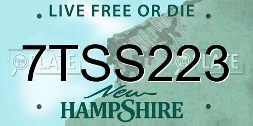7TSS223 New Hampshire License Plate