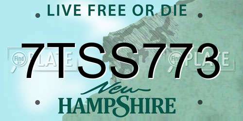 7TSS773 New Hampshire License Plate