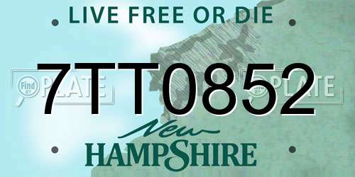 7TT0852 New Hampshire License Plate