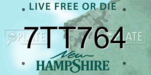 7TT764 New Hampshire License Plate