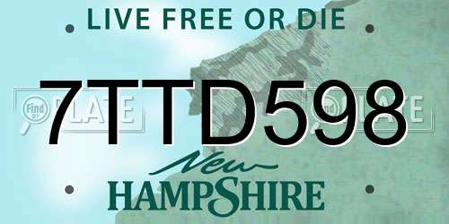 7TTD598 New Hampshire License Plate