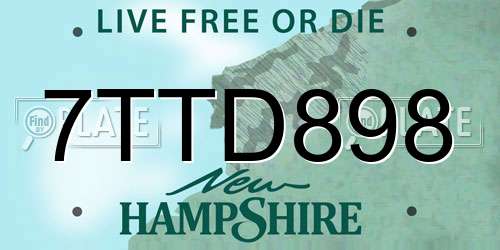 7TTD898 New Hampshire License Plate