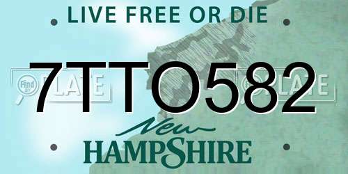 7TTO582 New Hampshire License Plate