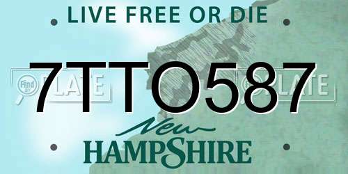 7TTO587 New Hampshire License Plate