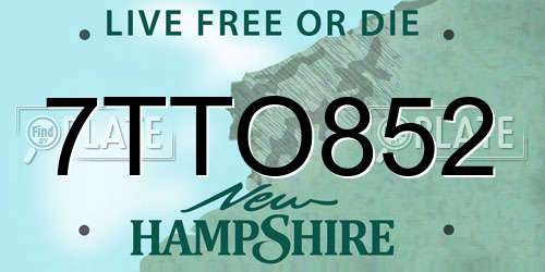 7TTO852 New Hampshire License Plate