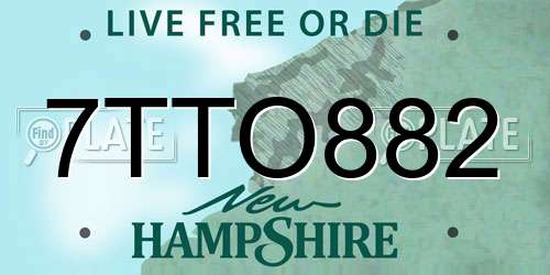 7TTO882 New Hampshire License Plate