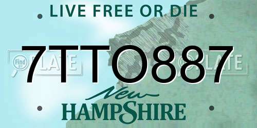 7TTO887 New Hampshire License Plate