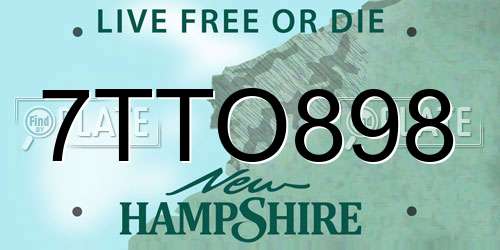 7TTO898 New Hampshire License Plate