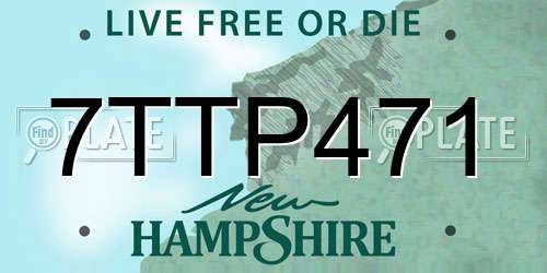 7TTP471 New Hampshire License Plate