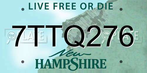 7TTQ276 New Hampshire License Plate