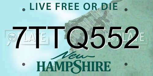 7TTQ552 New Hampshire License Plate