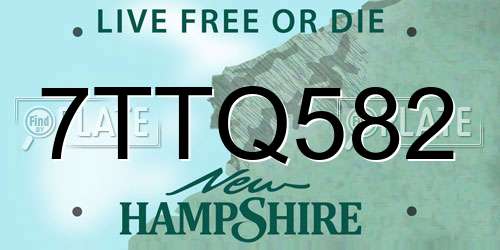 7TTQ582 New Hampshire License Plate