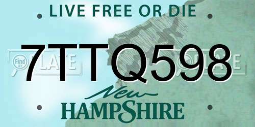 7TTQ598 New Hampshire License Plate