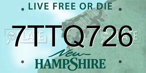 7TTQ726 New Hampshire License Plate