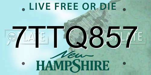 7TTQ857 New Hampshire License Plate