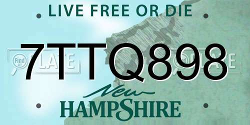 7TTQ898 New Hampshire License Plate