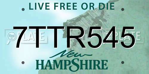 7TTR545 New Hampshire License Plate