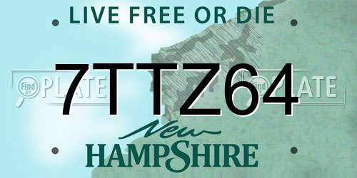 7TTZ64 New Hampshire License Plate