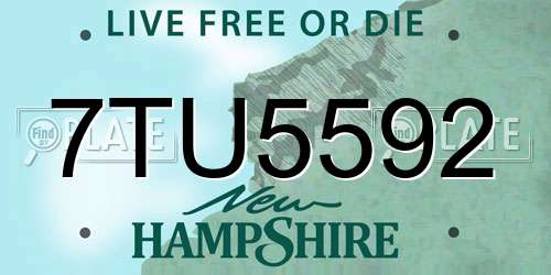 7TU5592 New Hampshire License Plate