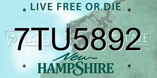 7TU5892 New Hampshire License Plate