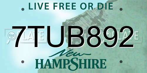 7TUB892 New Hampshire License Plate