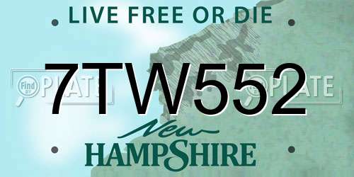 7TW552 New Hampshire License Plate