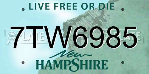 7TW6985 New Hampshire License Plate