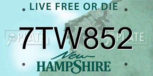 7TW852 New Hampshire License Plate