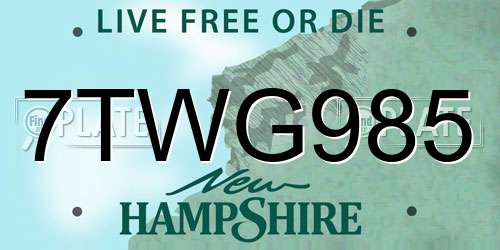7TWG985 New Hampshire License Plate