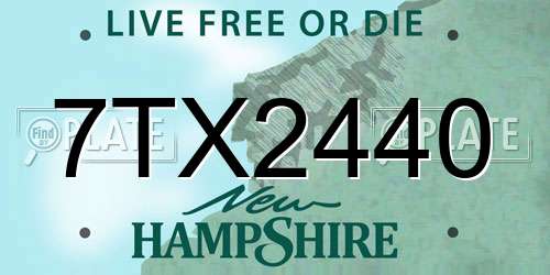 7TX2440 New Hampshire License Plate