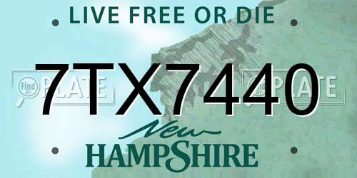 7TX7440 New Hampshire License Plate