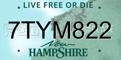 7TYM822 New Hampshire License Plate