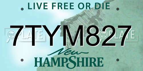 7TYM827 New Hampshire License Plate