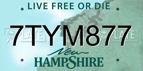 7TYM877 New Hampshire License Plate