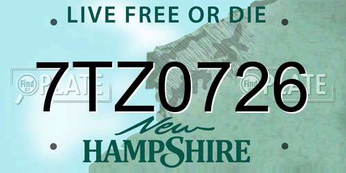 7TZ0726 New Hampshire License Plate
