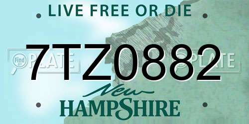 7TZ0882 New Hampshire License Plate
