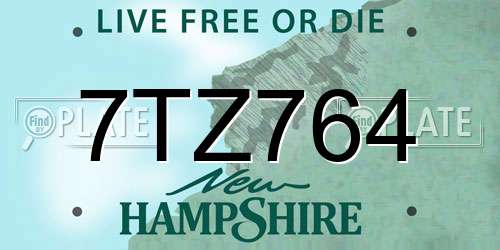7TZ764 New Hampshire License Plate