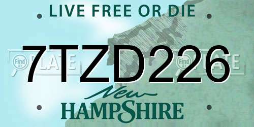 7TZD226 New Hampshire License Plate