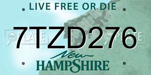 7TZD276 New Hampshire License Plate