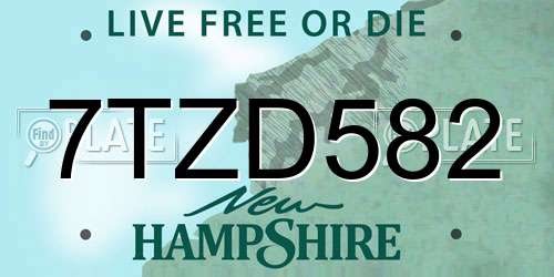 7TZD582 New Hampshire License Plate