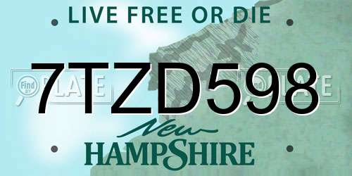 7TZD598 New Hampshire License Plate
