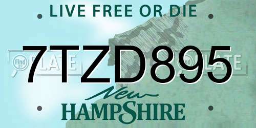 7TZD895 New Hampshire License Plate