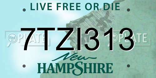7TZI313 New Hampshire License Plate